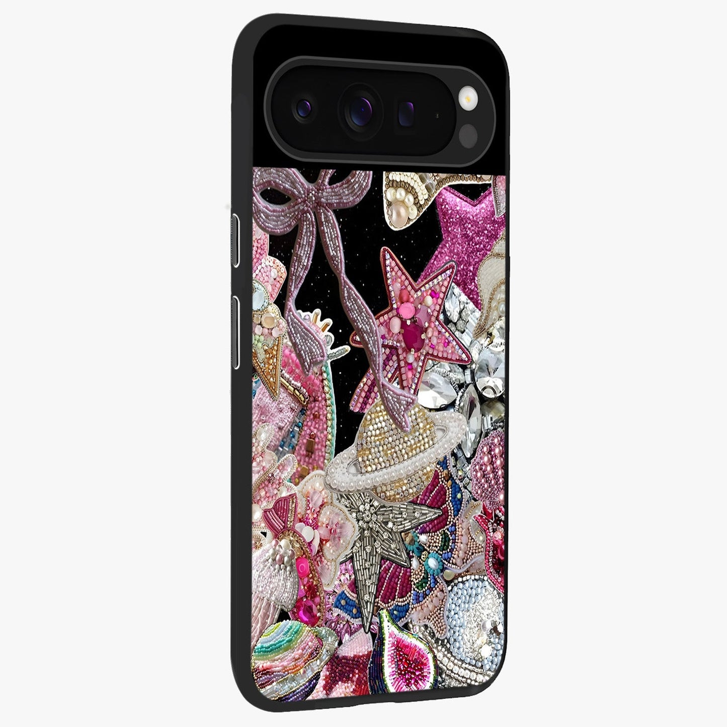 Starlit Jewel Dream Glass Case upright view showcasing radiant star inspired artwork with magical night theme.