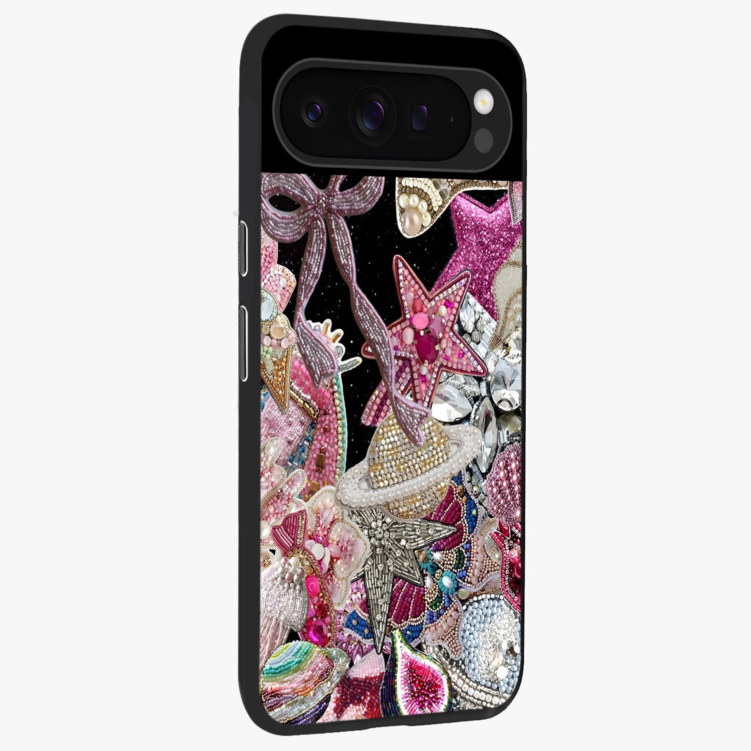 Starlit Jewel Dream Glass Case upright view showcasing radiant star inspired artwork with magical night theme.