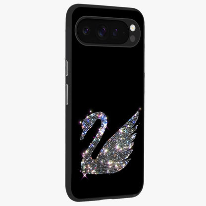 Starlit Swan Grace Glass Case upright view showcasing beautiful swan artwork with peaceful night themed design.