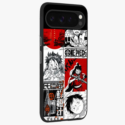 Strawhat Chaos Panels Glass Case upright view showcasing energetic anime artwork with bold adventure theme.