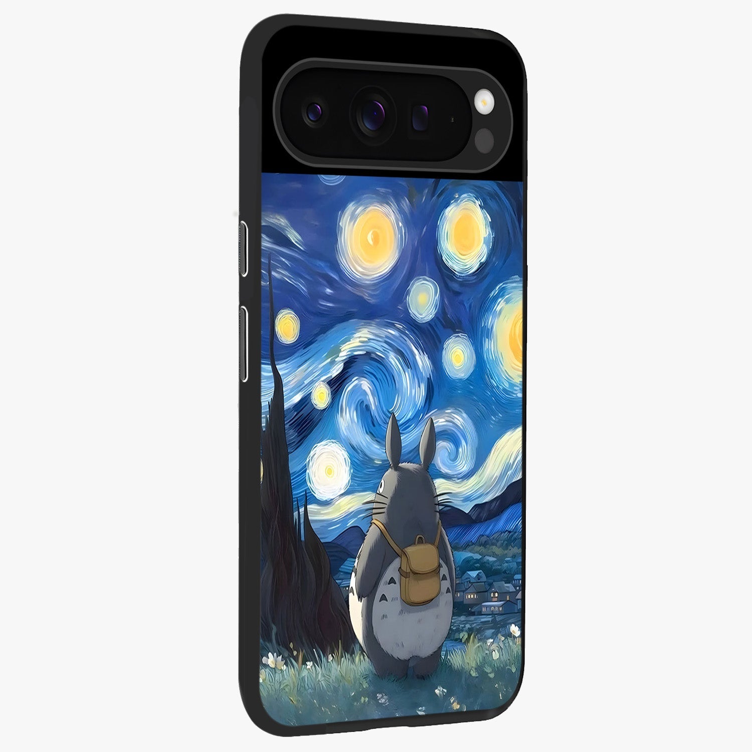Totoro In Van Gogh Art Glass Case upright view showcasing creative character artwork with painterly artistic theme.