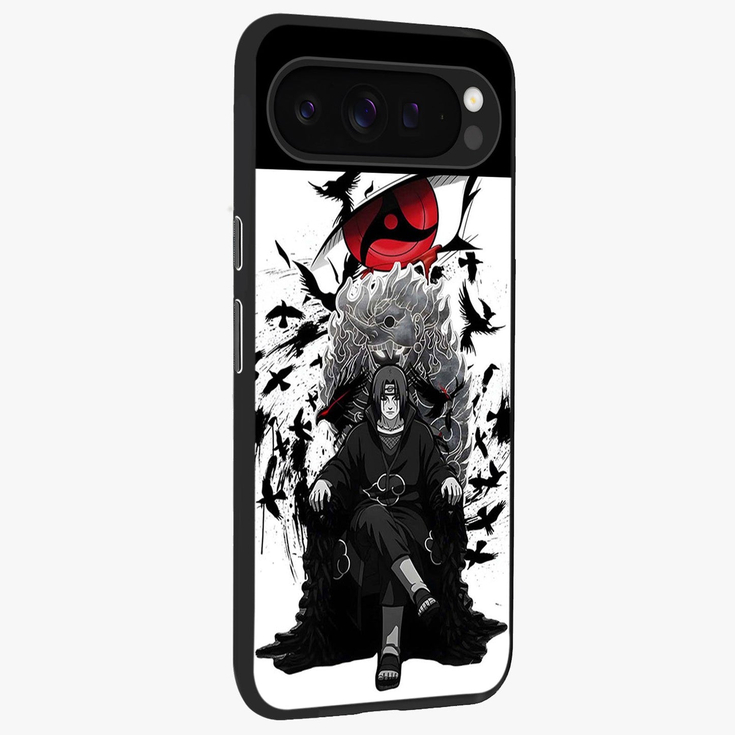 Uchiha Shadow Throne Glass Case upright view showcasing magical underwater galaxy artwork with vibrant cosmic theme.