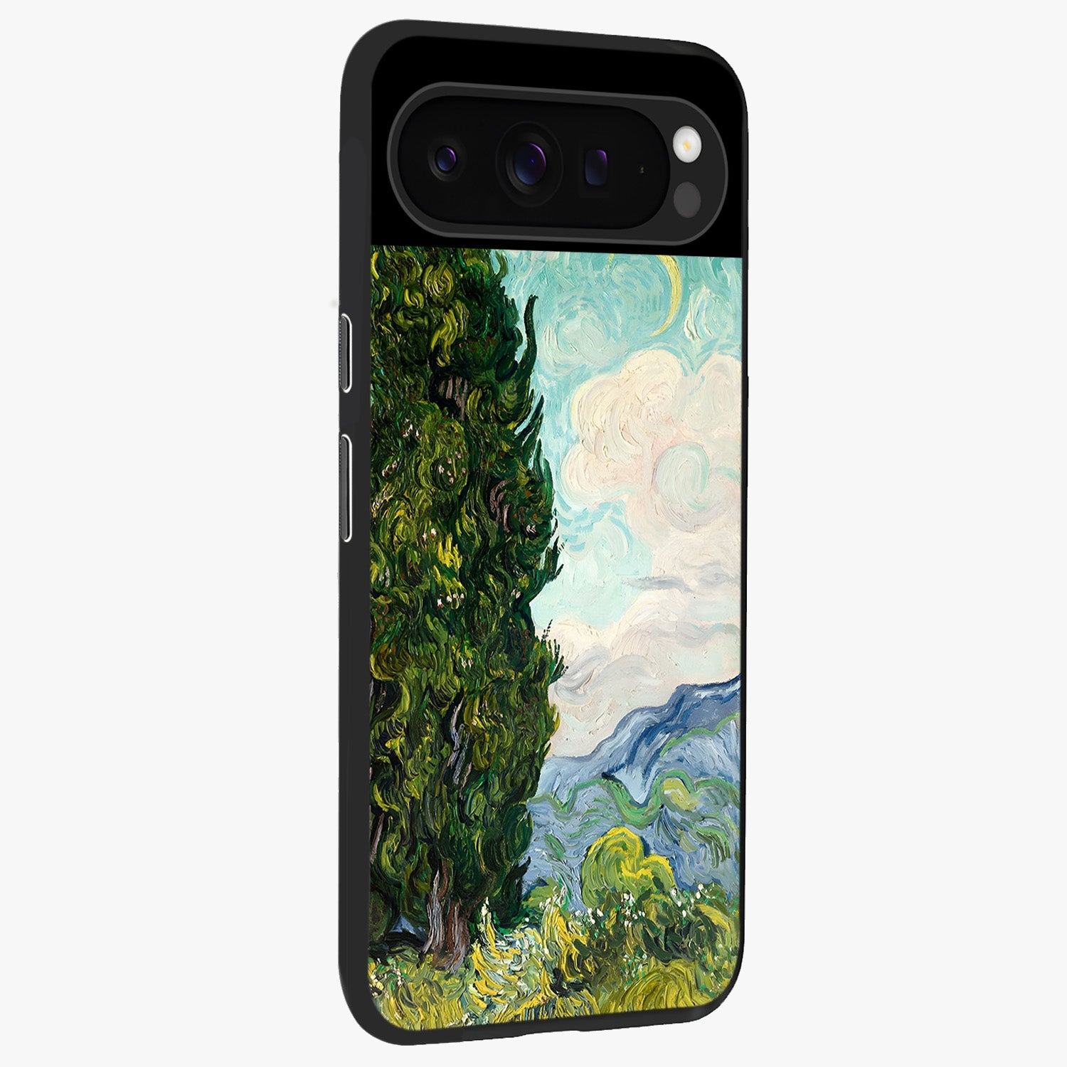 Van Gogh Vintage Art Glass Case upright view showcasing elegant vintage painting artwork with artistic heritage theme.