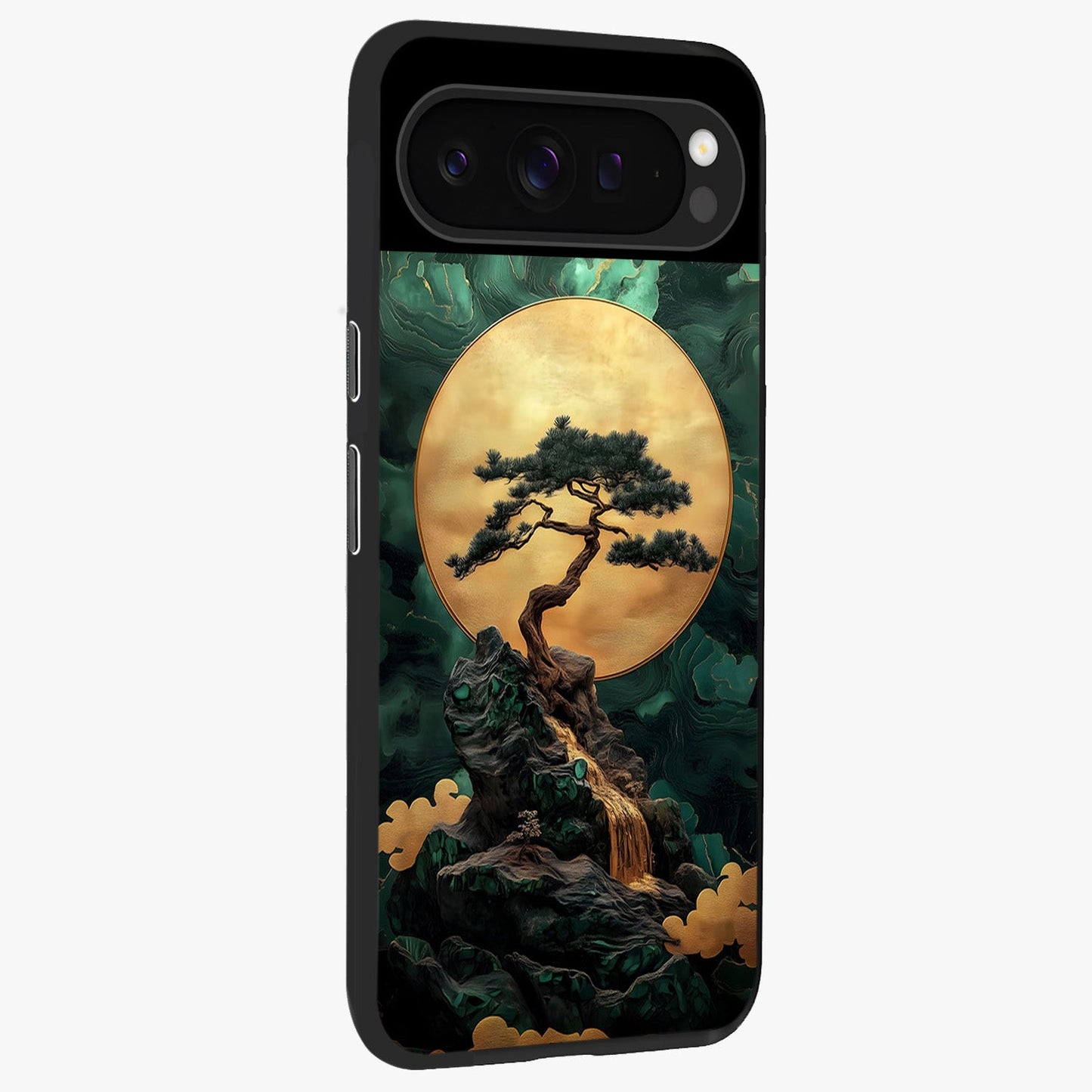 Zen Moon Rise Glass Case upright view showcasing serene moon artwork with tranquil night theme.