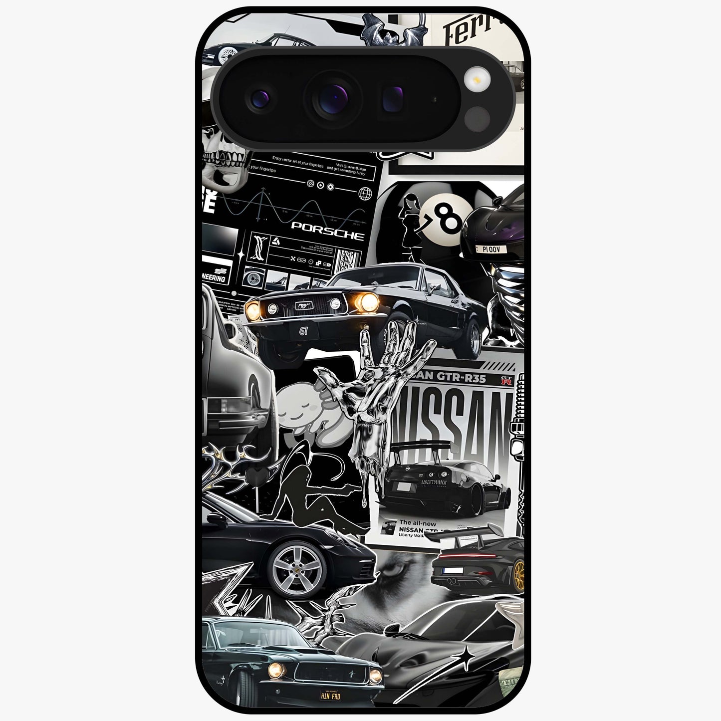 Aesthetic Dark Love Glass Case showing flat back view with dark romantic artwork and glossy glass finish.