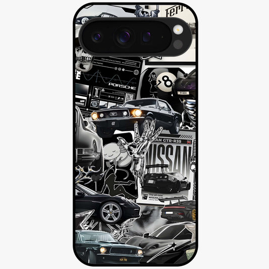 Aesthetic Dark Love Glass Case showing flat back view with dark romantic artwork and glossy glass finish.