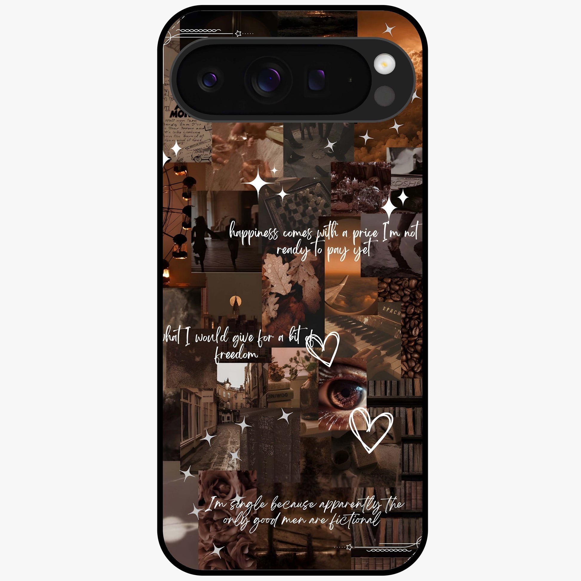 Bittersweet Aesthetic Chaos Glass Case showing flat back view with artistic chaotic aesthetic design and glossy glass finish.