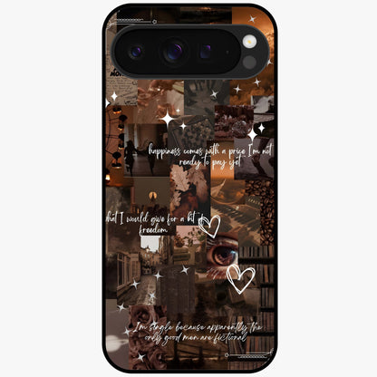 Bittersweet Aesthetic Chaos Glass Case showing flat back view with artistic chaotic aesthetic design and glossy glass finish.