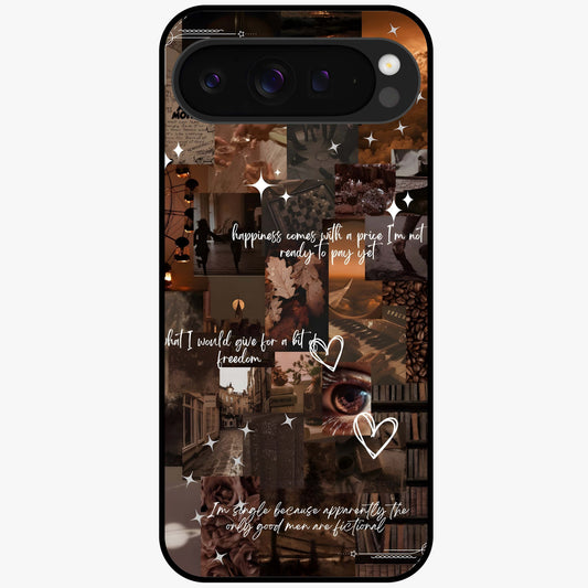 Bittersweet Aesthetic Chaos Glass Case showing flat back view with artistic chaotic aesthetic design and glossy glass finish.