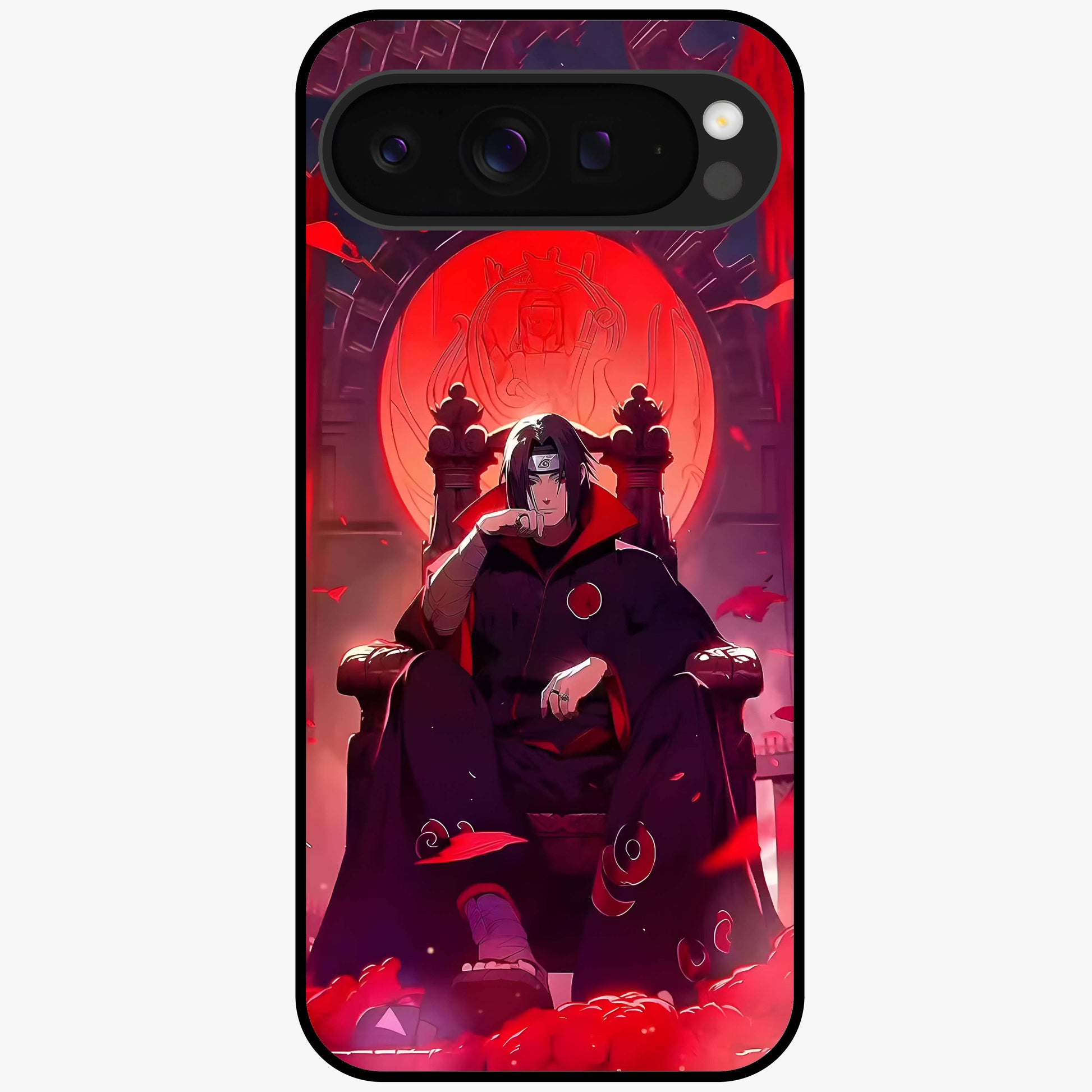 Blood Moon Sovereign Glass Case showing flat back view with mystical blood moon artwork and glossy glass finish.
