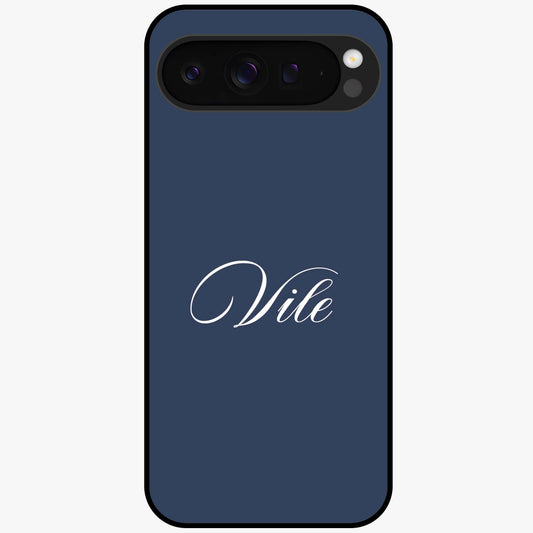 Blue Background Personalized Custom Name Glass Case showing flat back view with minimal blue background and custom name design.