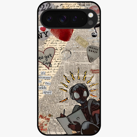City Dream Sketch Glass Case showing flat back view with artistic city skyline sketch artwork and glossy glass finish.