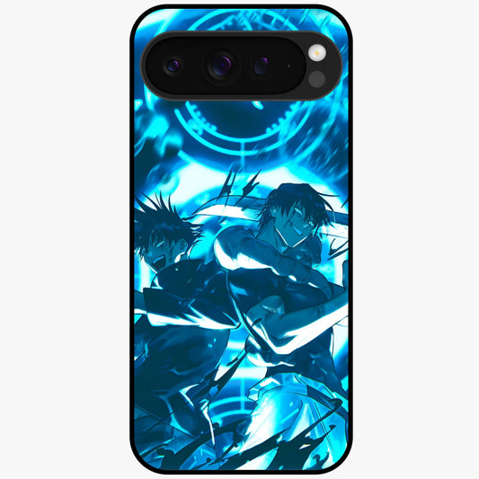 Cursed Energy Clash Glass Case showing flat back view with intense cursed energy artwork and glossy glass finish.
