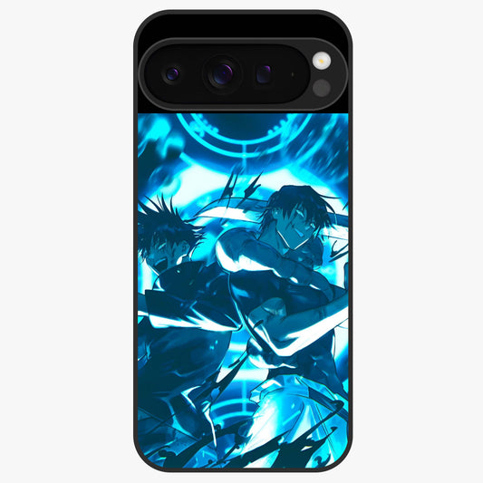 Cursed Energy Clash Glass Case showing flat back view with intense cursed energy artwork and glossy glass finish.