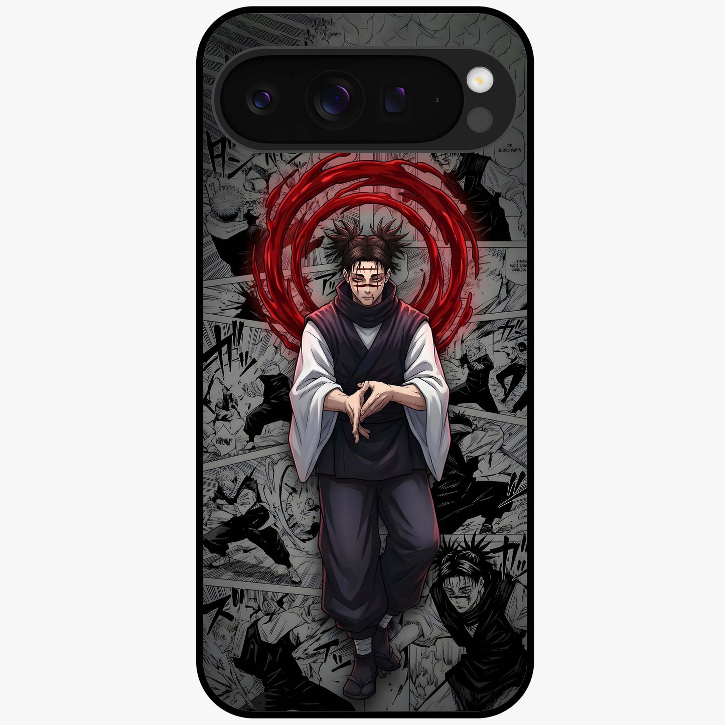 Cursed Ritual Ascension Glass Case showing flat back view with dark ritual themed artwork and glossy glass finish.
