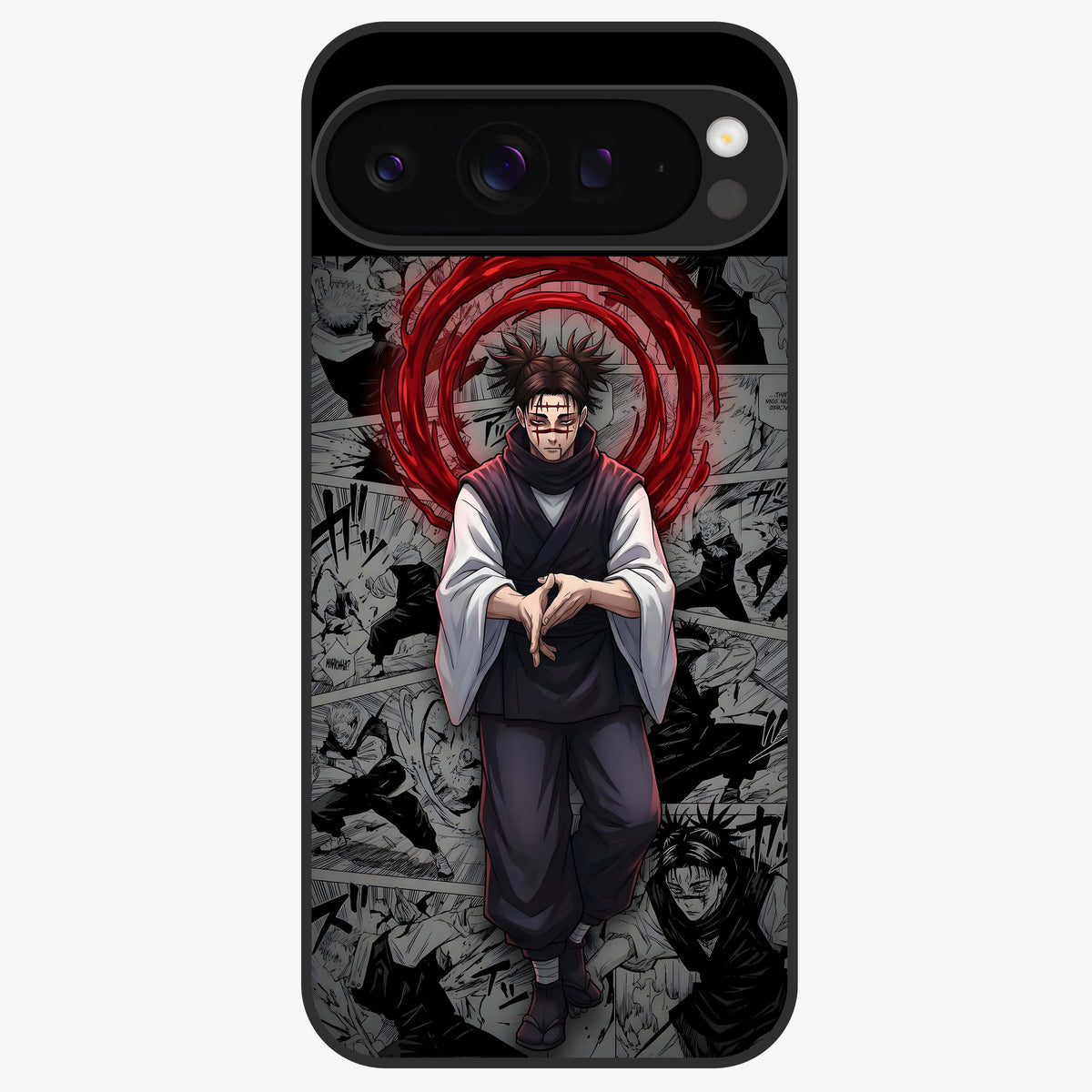 Cursed Ritual Ascension Glass Case showing flat back view with dark ritual themed artwork and glossy glass finish.