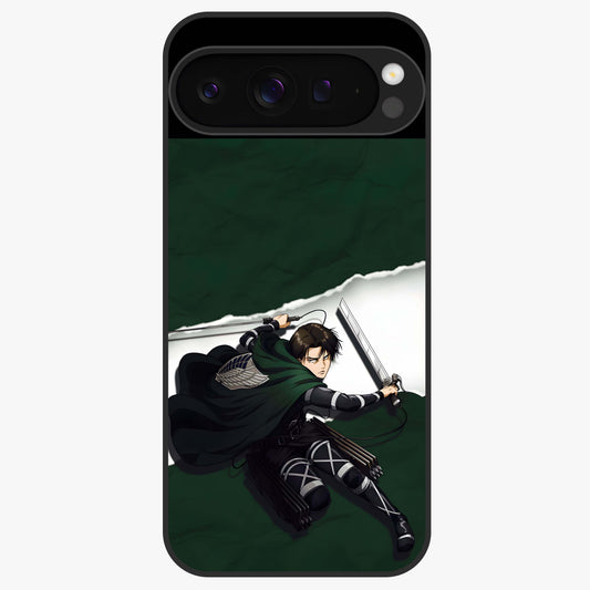 Emerald War Vanguard Glass Case showing flat back view with powerful warrior themed artwork and glossy glass finish.