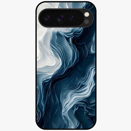 Ethereal Paper Marble Glass Case showing flat back view with soft marble paper texture artwork and glossy glass finish.