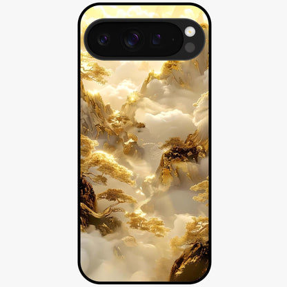 Gates Of Illumination Glass Case showing flat back view with mystical illuminated gate artwork and glossy glass finish.