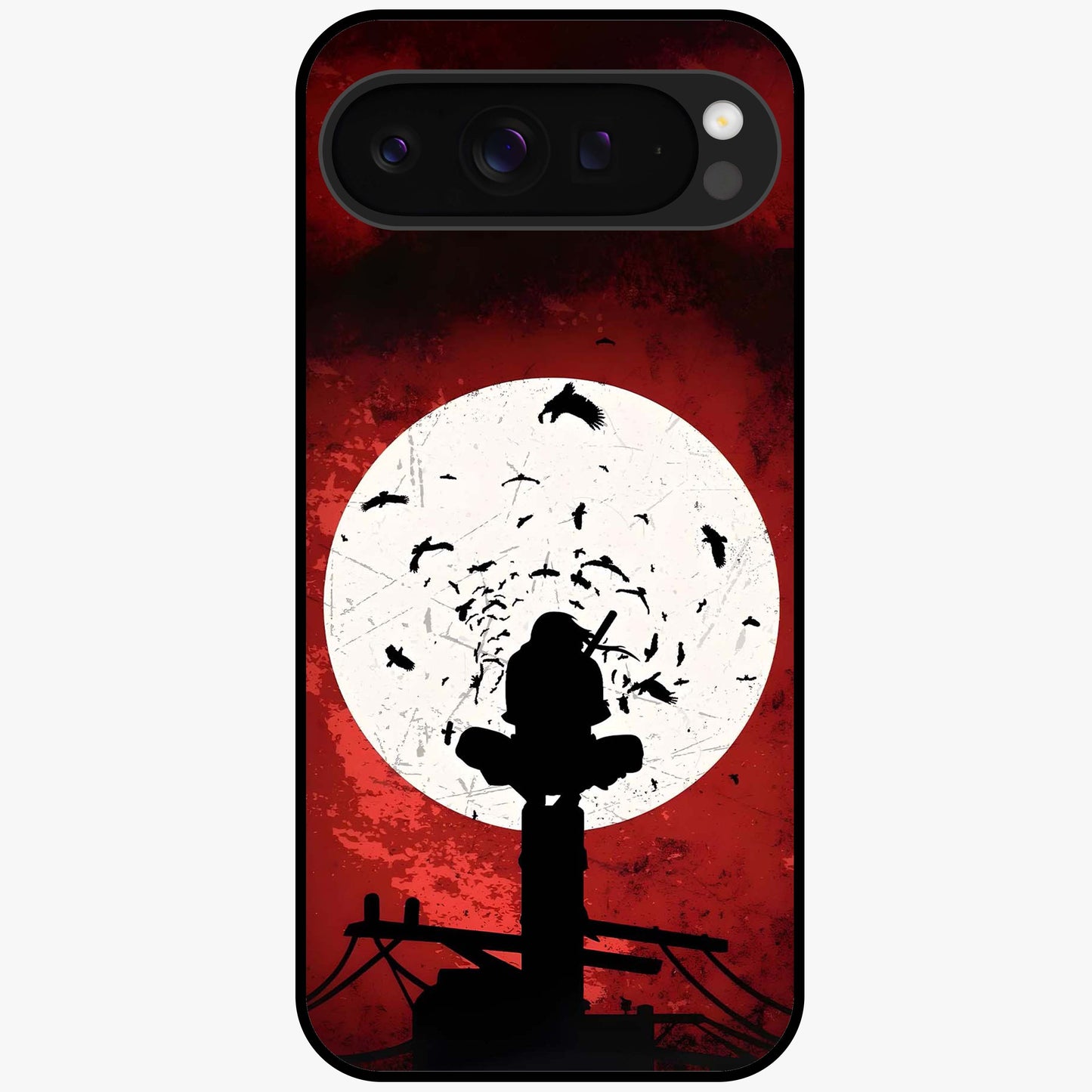 Itachi Limited Edition Naruto Anime Glass Case showing flat back view with iconic anime character artwork and glossy glass finish.