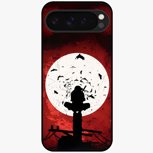 Itachi Limited Edition Naruto Anime Glass Case showing flat back view with iconic anime character artwork and glossy glass finish.