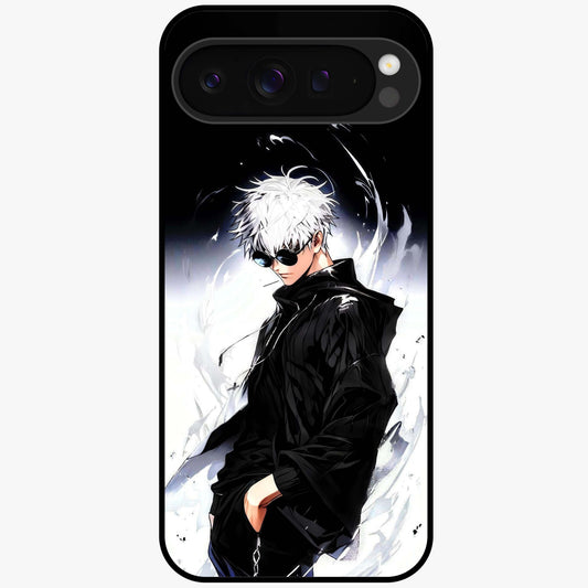 Limitless Shadow King Glass Case showing flat back view with powerful shadow warrior artwork and glossy glass finish.