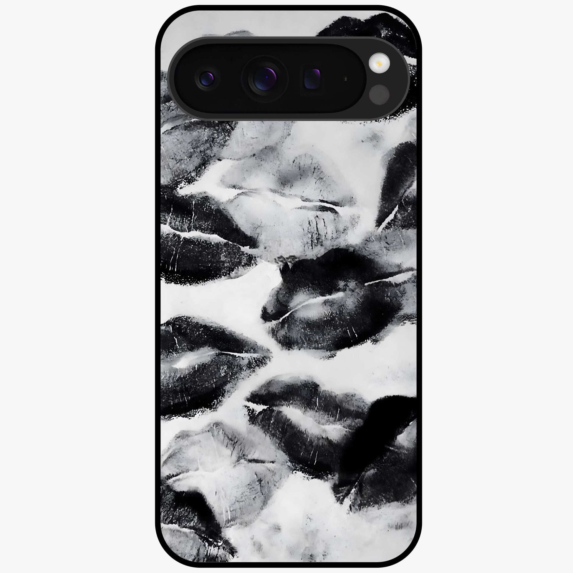 Midnight Kiss Marks Glass Case showing flat back view with lipstick kiss mark artwork and glossy glass finish.