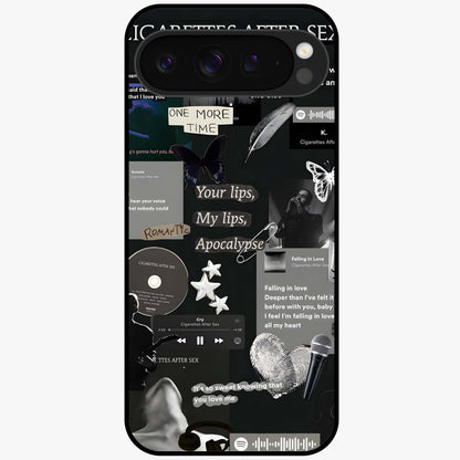 Midnight Love Echo Glass Case showing flat back view with romantic midnight themed artwork and glossy glass finish.