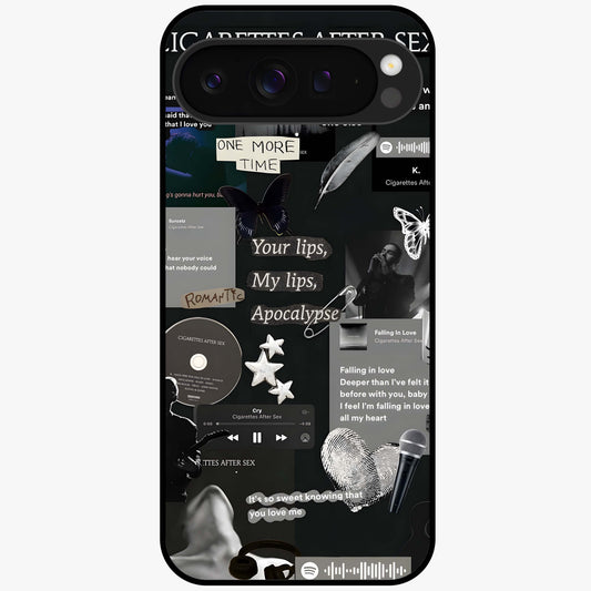 Midnight Love Echo Glass Case showing flat back view with romantic midnight themed artwork and glossy glass finish.
