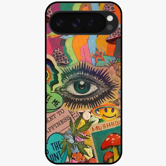 Mystic Eye Wonderland Glass Case showing flat back view with mystical eye themed artwork and glossy glass finish.