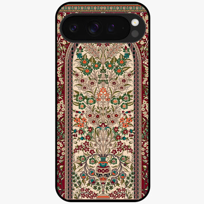 Persian Inspired Glass Case showing flat back view with ornate Persian style pattern artwork and glossy glass finish.