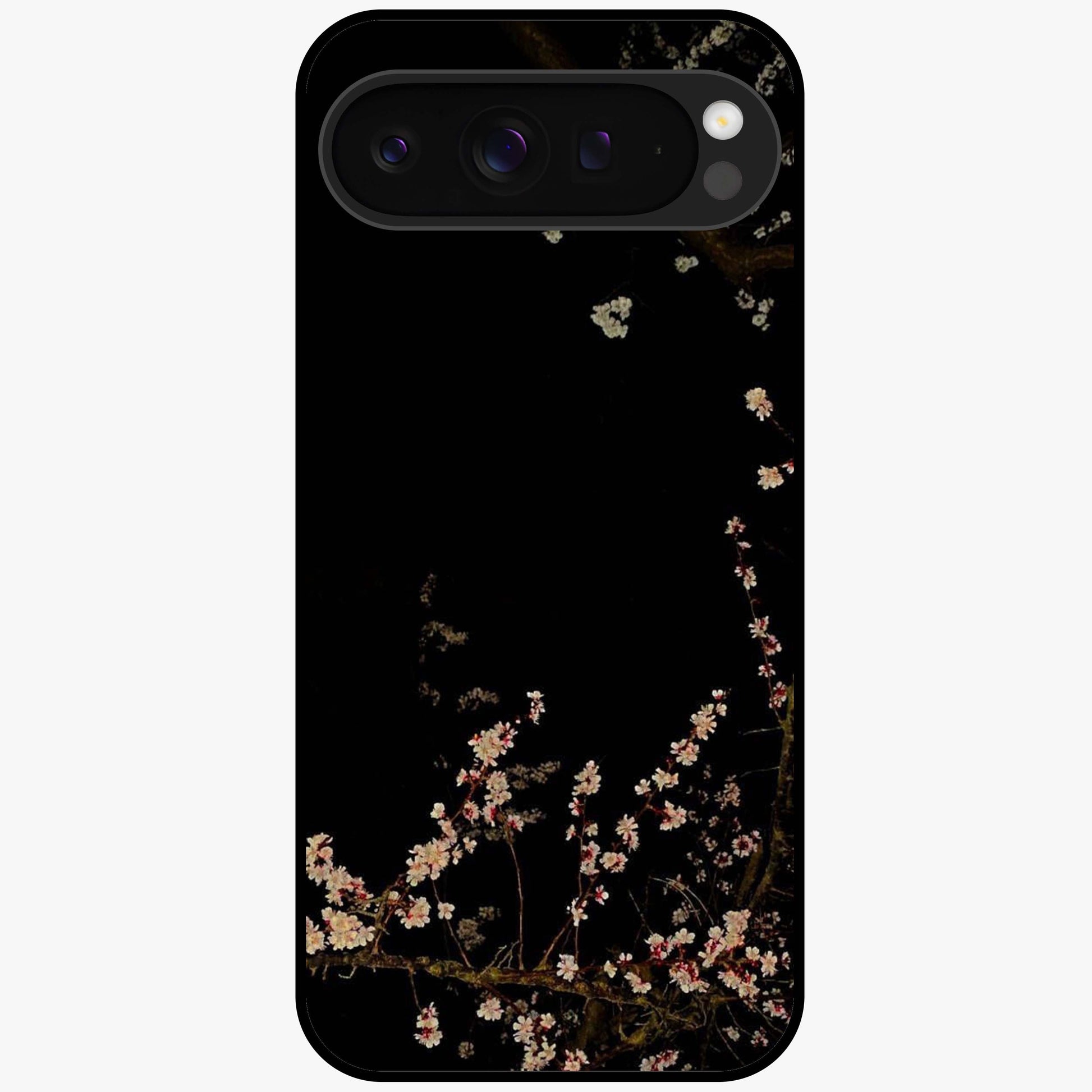 Petal Moon Light With Custom Name Glass Case showing flat back view with floral moonlight artwork and personalized name design.