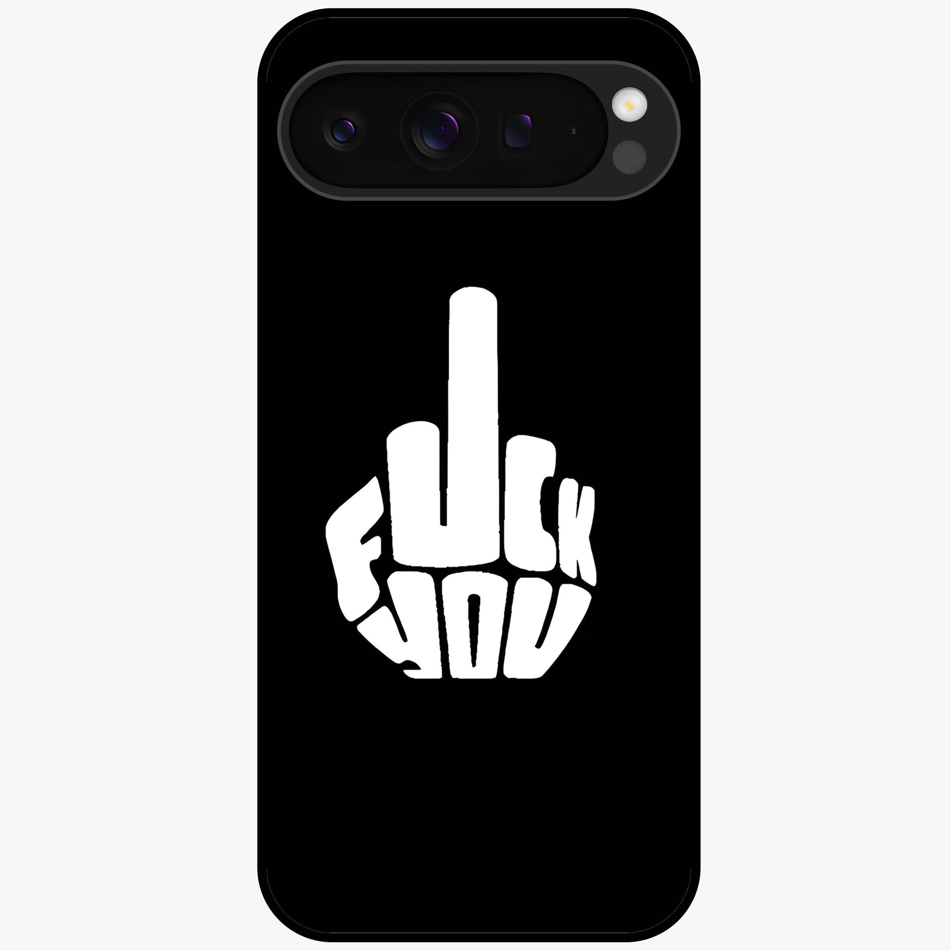 Rebel Mode On Glass Case showing flat back view with bold rebellious typography artwork and glossy glass finish.