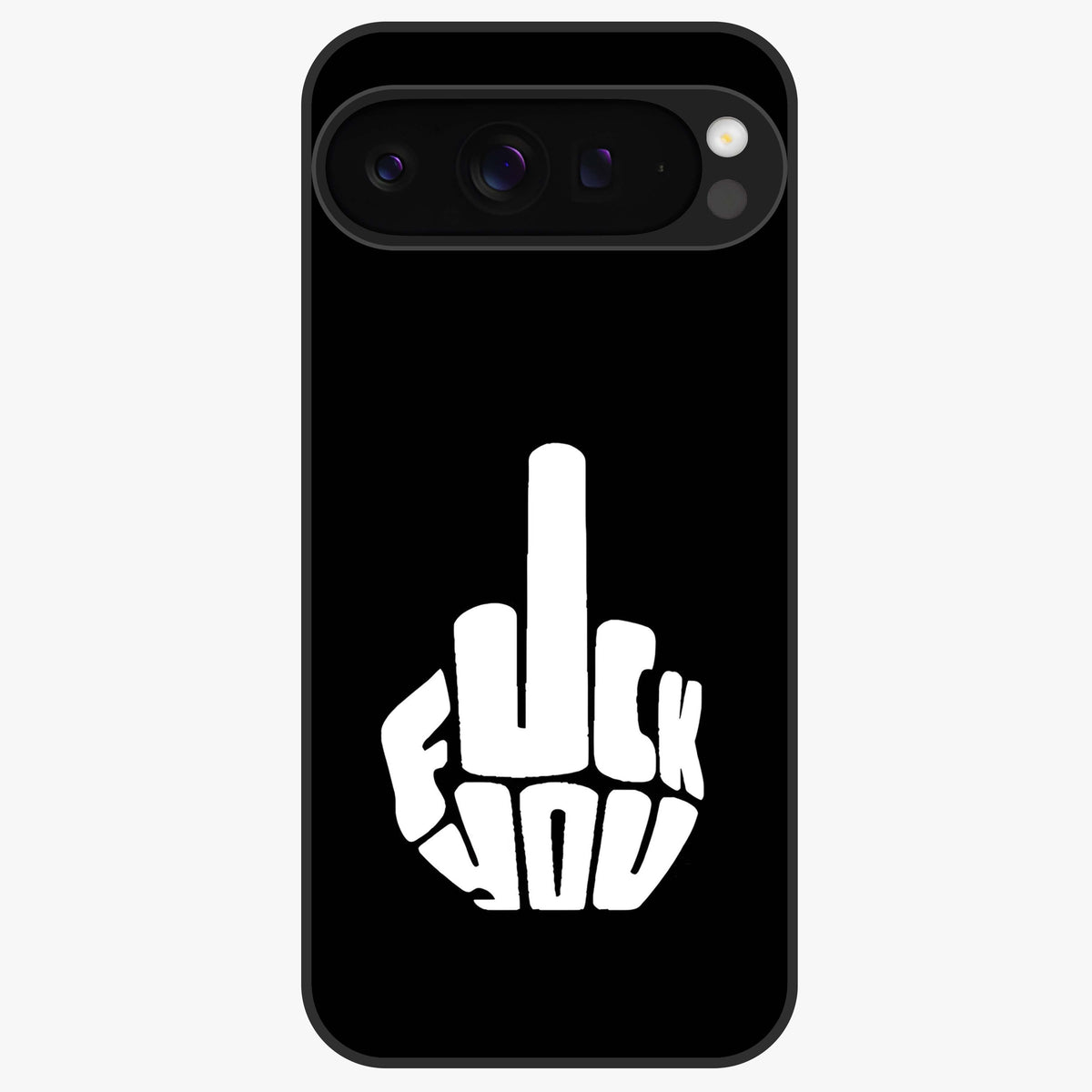 Rebel Mode On Glass Case showing flat back view with bold rebellious typography artwork and glossy glass finish.