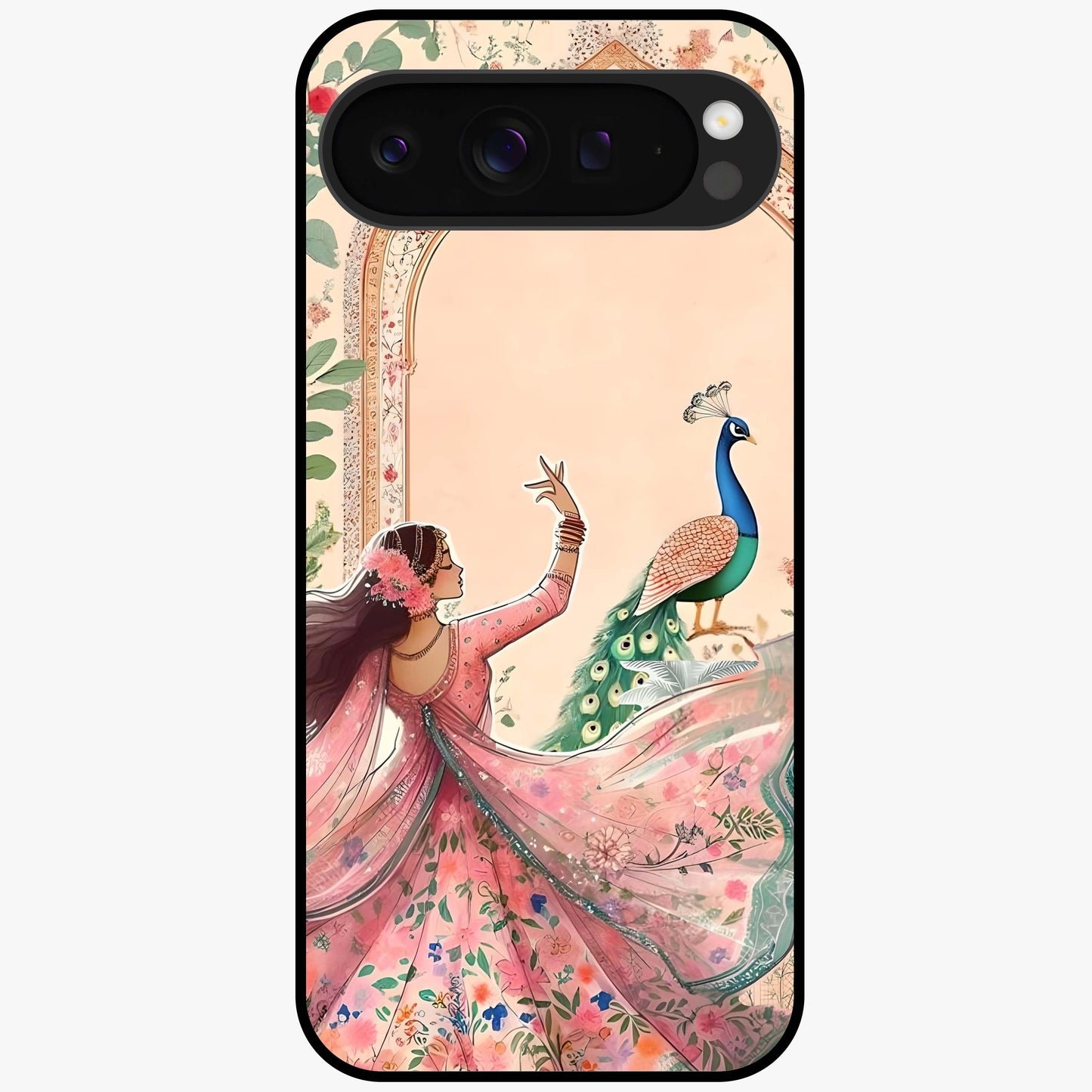 Royal Grace Muse Glass Case showing flat back view with elegant artistic artwork and glossy glass finish.