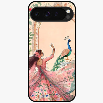 Royal Grace Muse Glass Case showing flat back view with elegant artistic artwork and glossy glass finish.