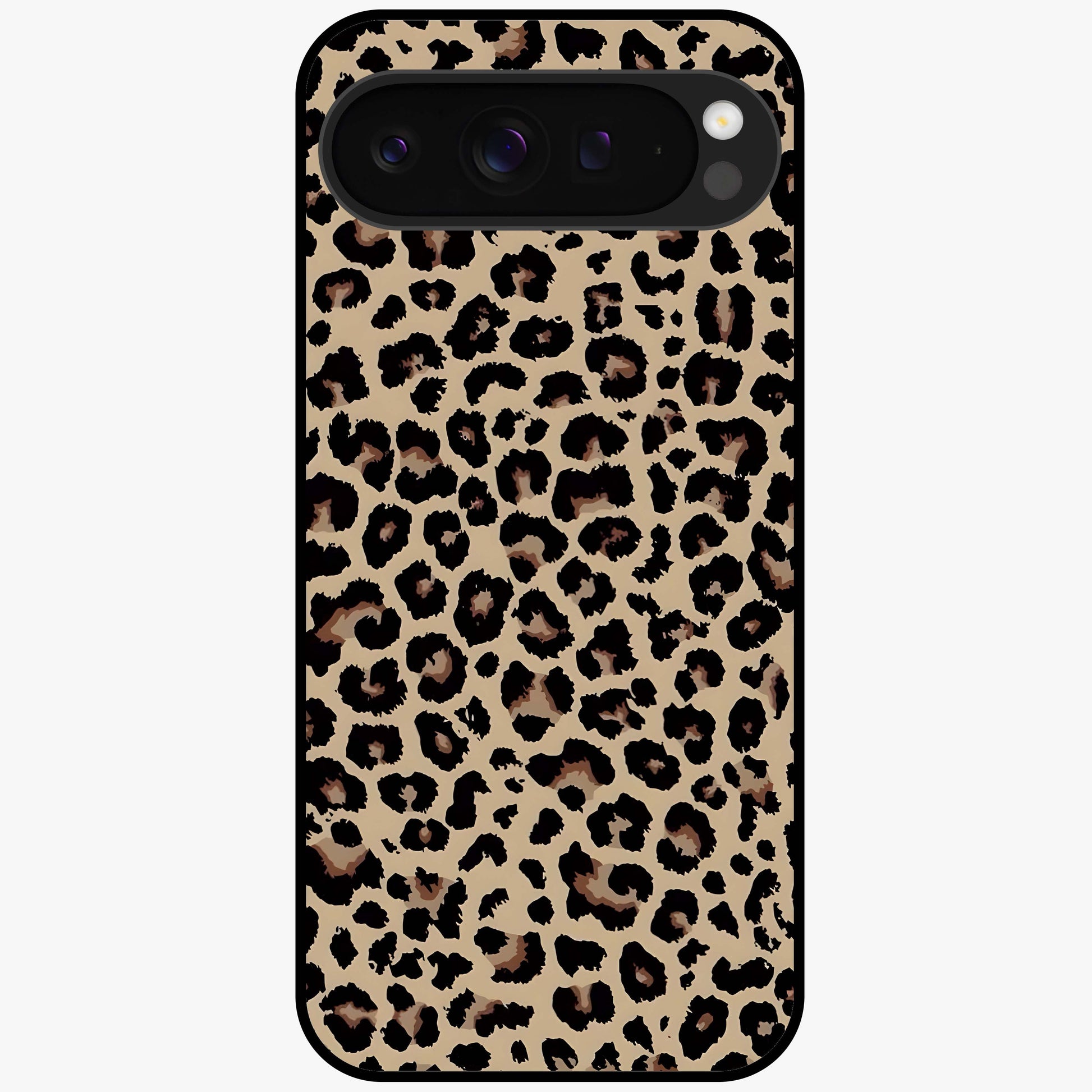 Savage Chic Pattern Glass Case showing flat back view with stylish patterned artwork and glossy glass finish.