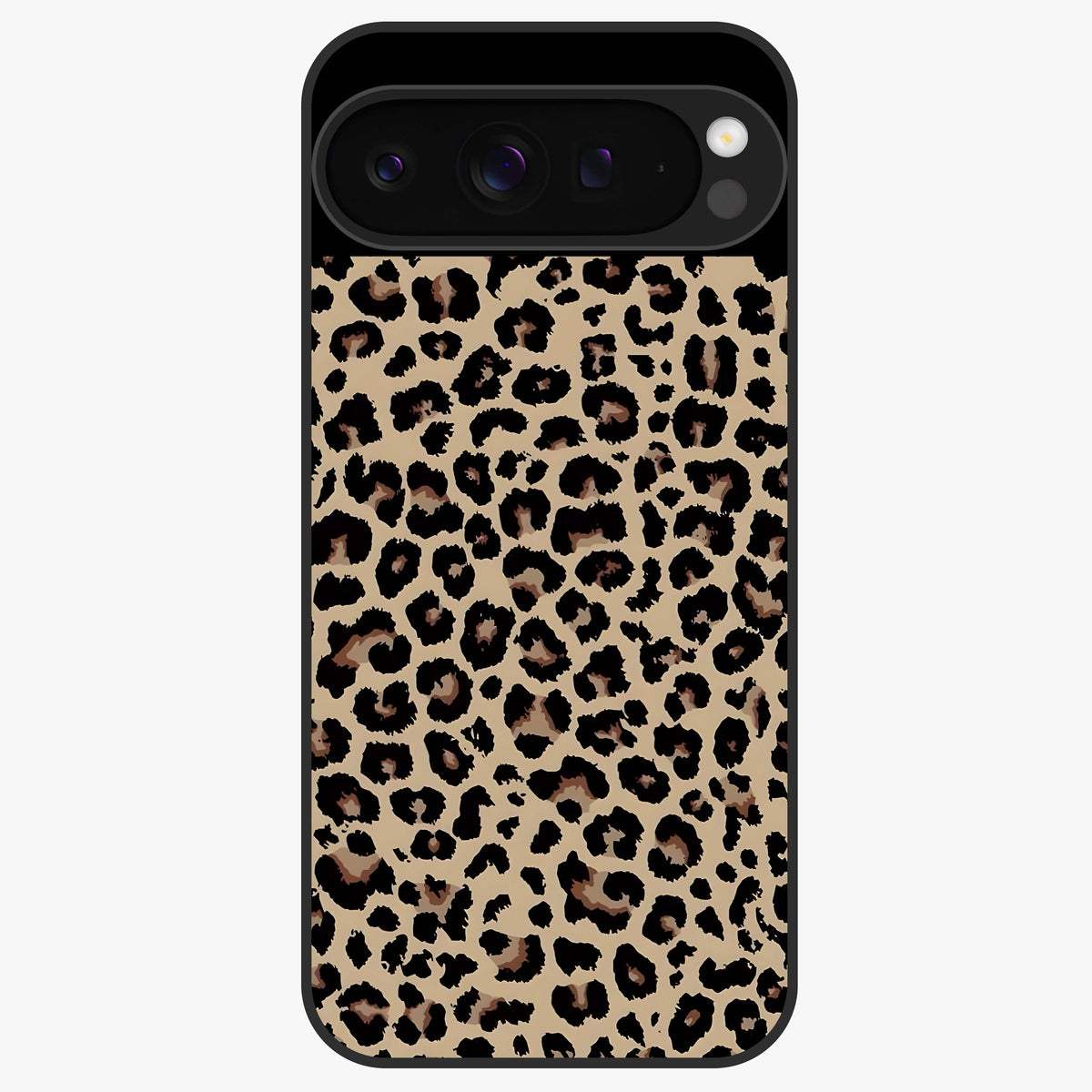 Savage Chic Pattern Glass Case showing flat back view with stylish patterned artwork and glossy glass finish.