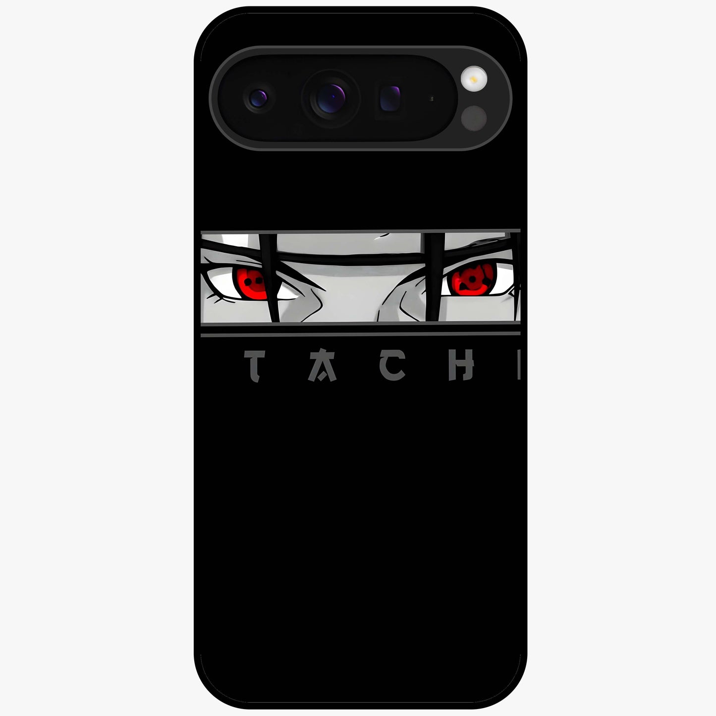 Scarlet Gaze Dominance Glass Case showing flat back view with striking red themed artwork and glossy glass finish.