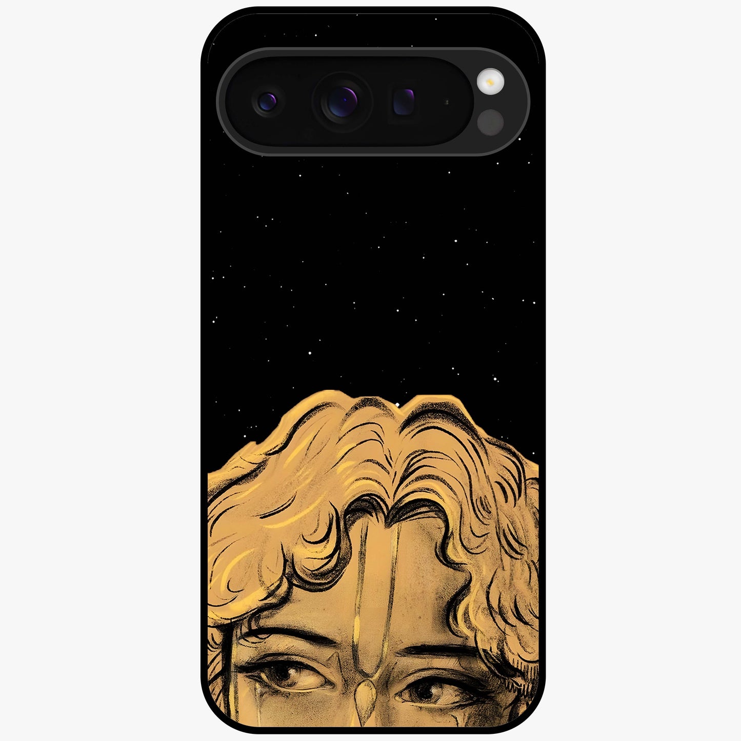Shri Krishna Art Glass Case showing flat back view with devotional Krishna artwork and glossy glass finish.