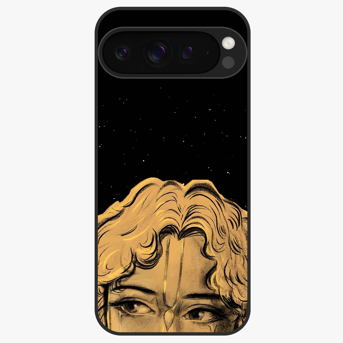 Shri Krishna Art Glass Case showing flat back view with devotional Krishna artwork and glossy glass finish.
