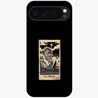 The Empress Glass Case showing flat back view with regal feminine artwork and glossy glass finish.