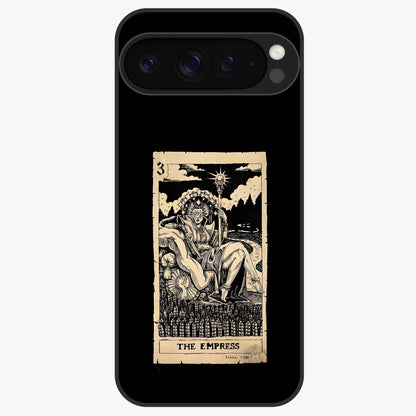 The Empress Glass Case showing flat back view with regal feminine artwork and glossy glass finish.