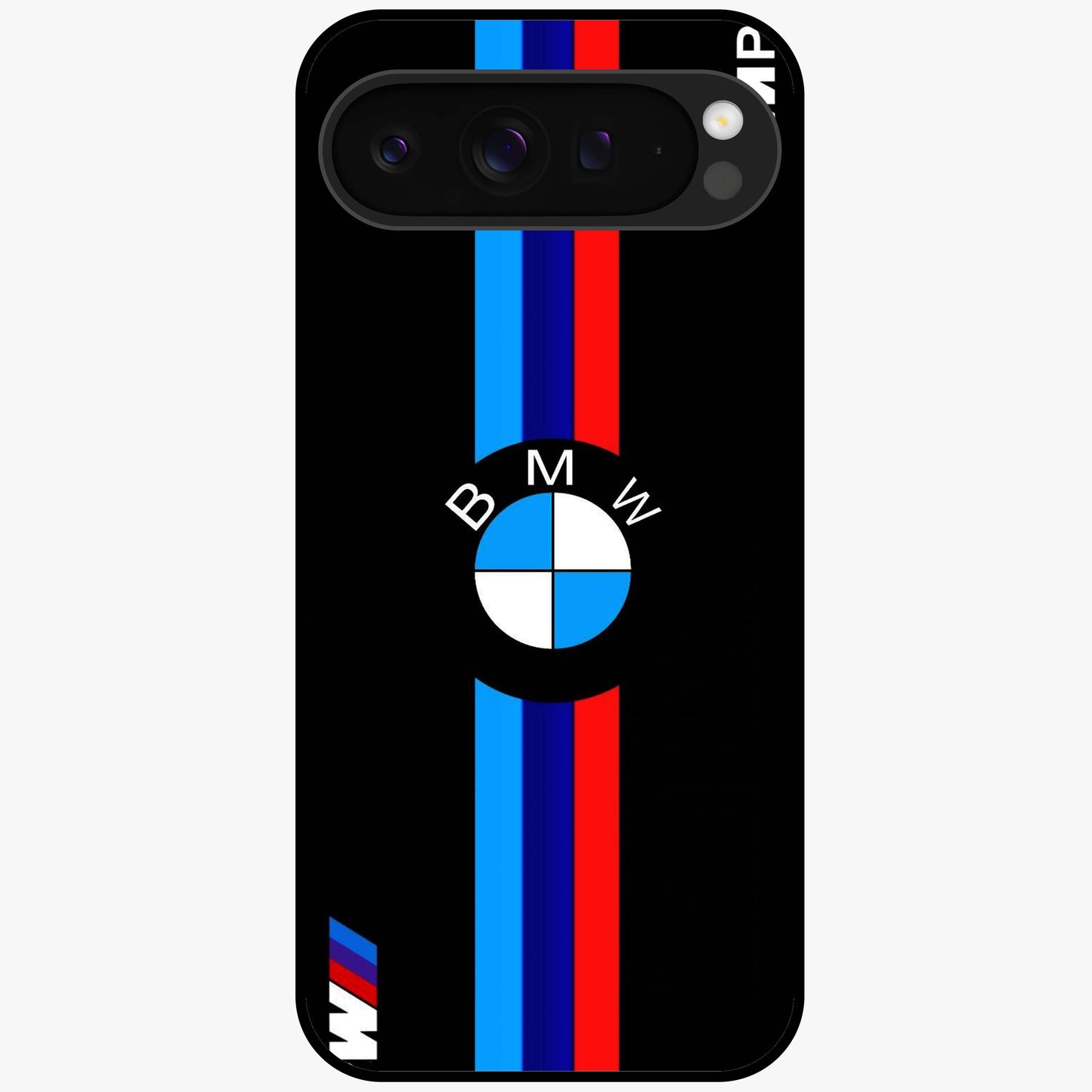 Turbo BMW Beast Glass Case showing flat back view with high performance sports car artwork and glossy glass finish.