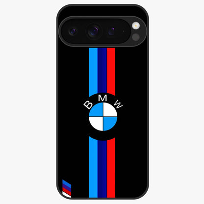 Turbo BMW Beast Glass Case showing flat back view with high performance sports car artwork and glossy glass finish.