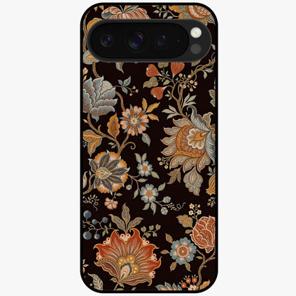 Vintage Floral Dream Glass Case showing flat back view with classic floral artwork and glossy glass finish.