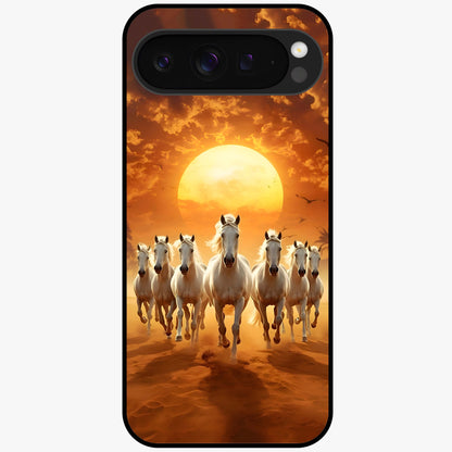 Wild Sunset Majesty Glass Case showing flat back view with majestic sunset landscape artwork and glossy glass finish.