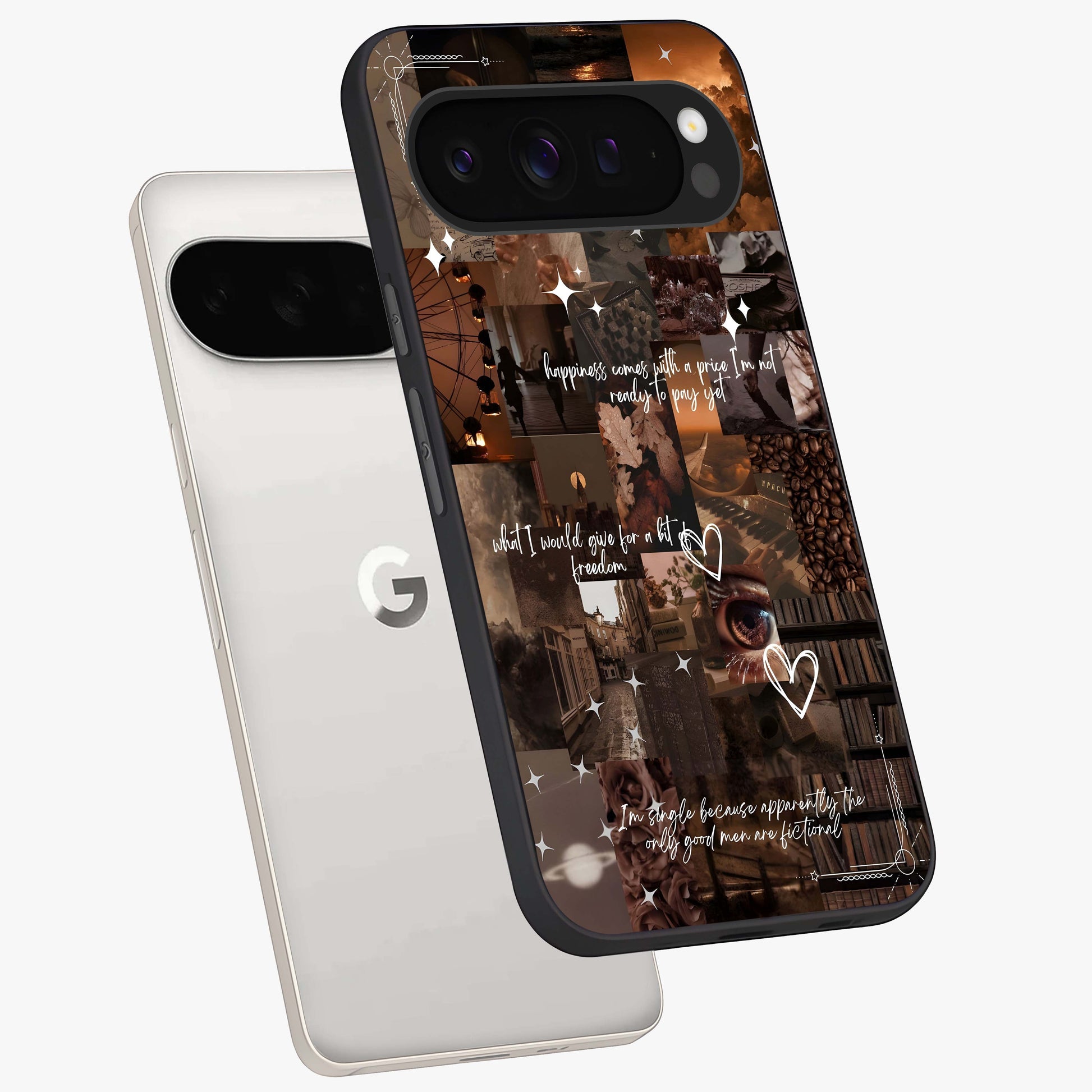 Bittersweet Aesthetic Chaos Glass Case displayed in angled mockup highlighting expressive abstract artwork and edgy aesthetic theme.
