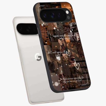 Bittersweet Aesthetic Chaos Glass Case displayed in angled mockup highlighting expressive abstract artwork and edgy aesthetic theme.