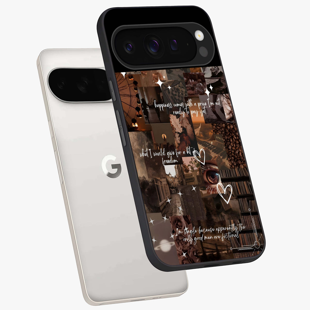 Bittersweet Aesthetic Chaos Glass Case displayed in angled mockup highlighting expressive abstract artwork and edgy aesthetic theme.